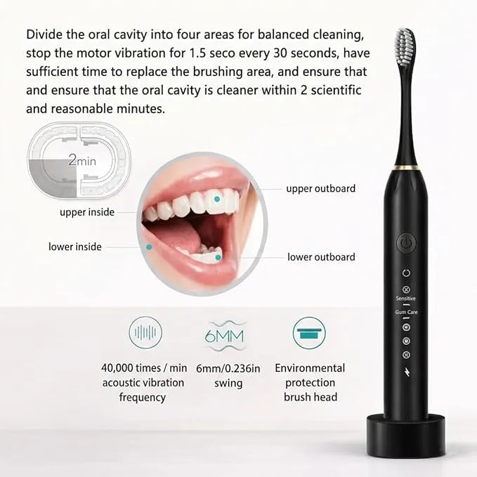X-3 Sonic Electric Toothbrush – Rechargeable High-Frequency Vibration Toothbrush for Deep Cleaning